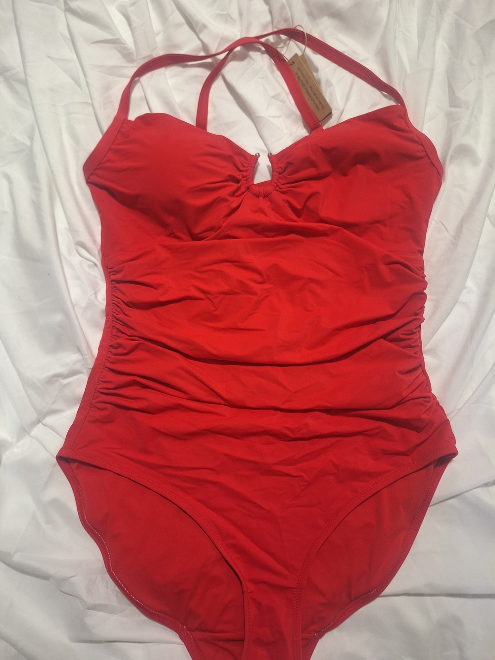 Red Ruched One-Piece Swimsuit